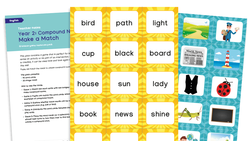 Year 2 Compound Nouns Make a Match KS1 Grammar Games Plazoom