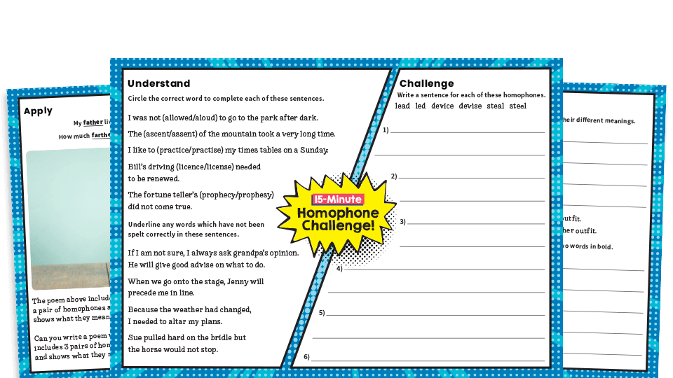 year 5 and 6 homophones worksheet ks2 spag challenge