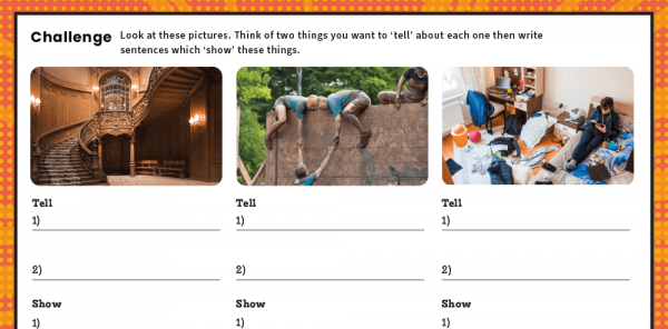 Show not Tell – KS2 Writing Features Challenge Mat Worksheets | Plazoom