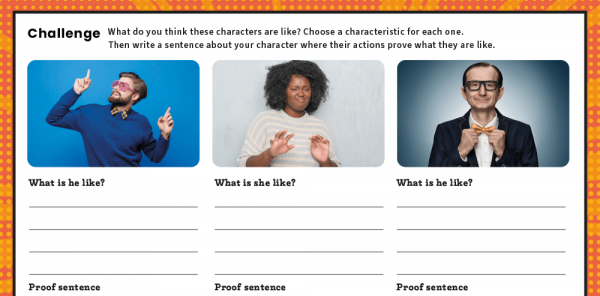 Creating Characters – KS2 Writing Features Challenge Mat Worksheets