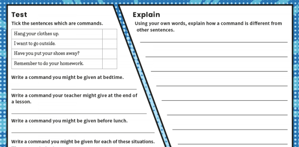 Year 2 Commands SPaG Worksheets | Plazoom