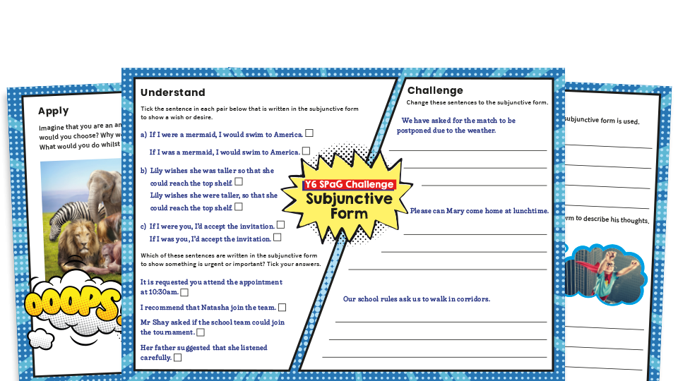 Year 6 Subjunctive Form SPaG Worksheets Plazoom