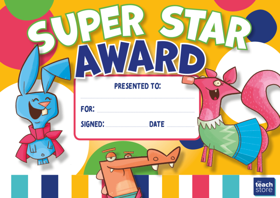 image of Super Star Award certificate