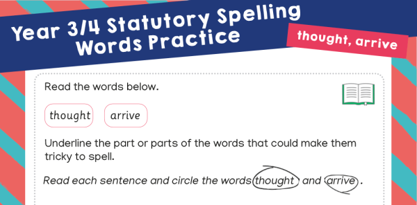Year 3 and 4 Statutory Spelling Words (SSW) Worksheets – Practice Pack ...