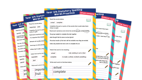 Image of Year 3 and 4 Statutory Spelling Words (SSW) Worksheets – Practice Pack 4