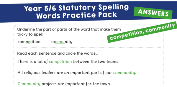 Year 5 and 6 Statutory Spelling Words (SSW) Worksheets – Practice Pack ...