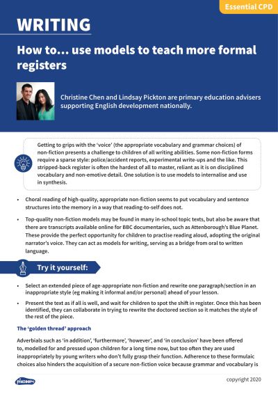 Image for cpd guide - How to... use models to teach more formal registers