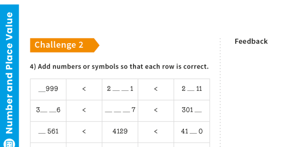 Comparing and Ordering Numbers Up to 1000: Year 4 – Number and Place ...