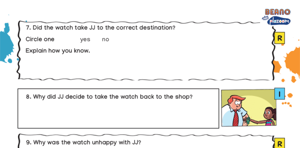 JJ and the watch – KS2 Beano Comprehension and Writing Activities Pack ...