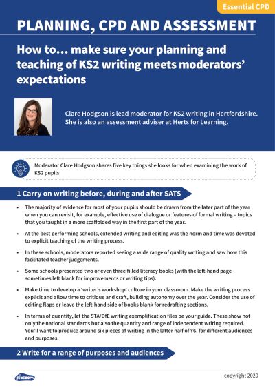 Image for cpd guide - How to... make sure your planning and teaching of KS2 writing meets moderators’ expectations