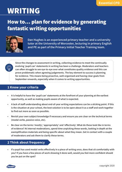 Image for cpd guide - How to... plan for evidence by generating fantastic writing opportunities