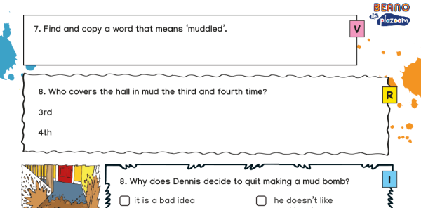 Dennis and the Mud – KS2 Beano Comprehension and Writing Activities ...