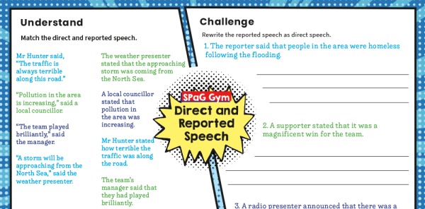 Year 4 Direct and Reported Speech - KS2 Grammar Worksheets | Plazoom