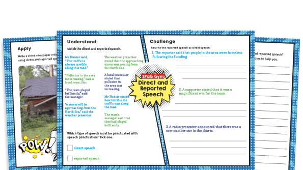 Image of Year 4 Direct and Reported Speech - KS2 Grammar Worksheets