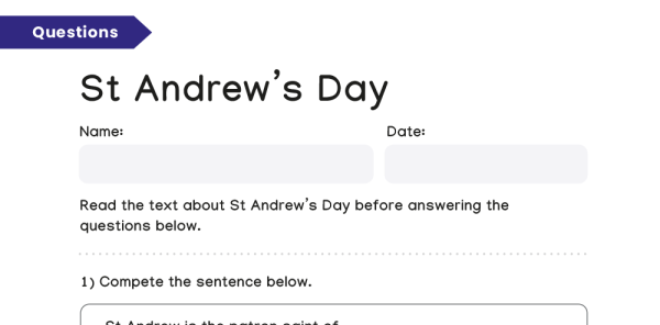 St Andrew’s Day - KS2 comprehension text and worksheets | Plazoom