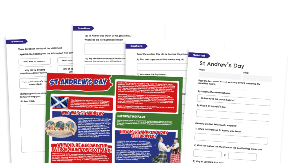 Image of St Andrew’s Day - KS2 comprehension text and worksheets