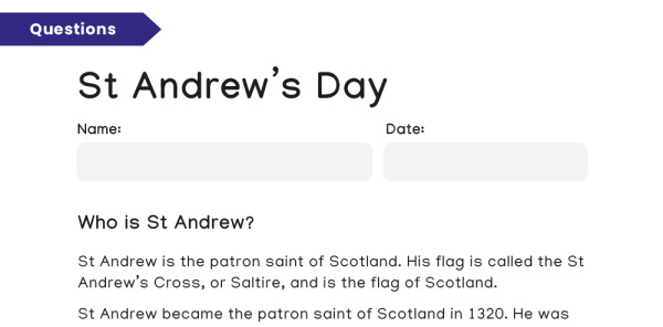 St Andrew’s Day activities – KS1 comprehension text & worksheets | Plazoom