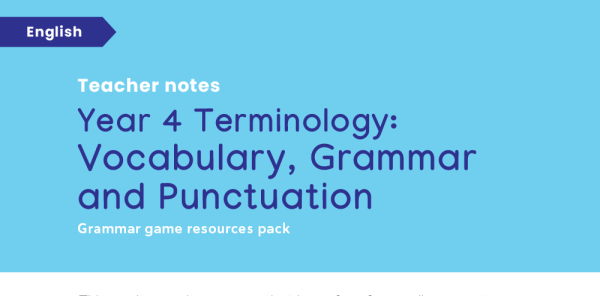 Year 4 Vocabulary, Grammar and Punctuation Terminology Make a Match ...
