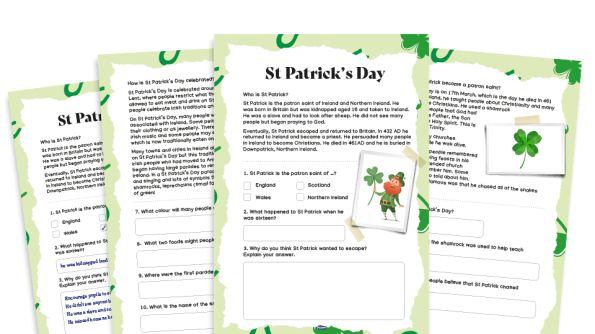 Image of St Patrick’s Day activities – KS1 comprehension pack