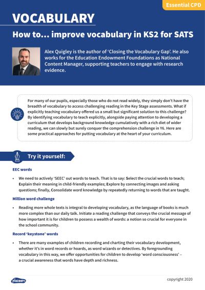 Image for cpd guide - How to... improve vocabulary in KS2 for SATs