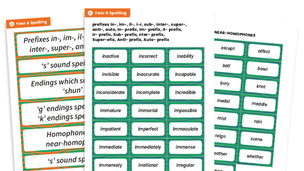 Image of Year 4 Spelling Patterns Worksheets – KS2 Word Sorting Activity Pack