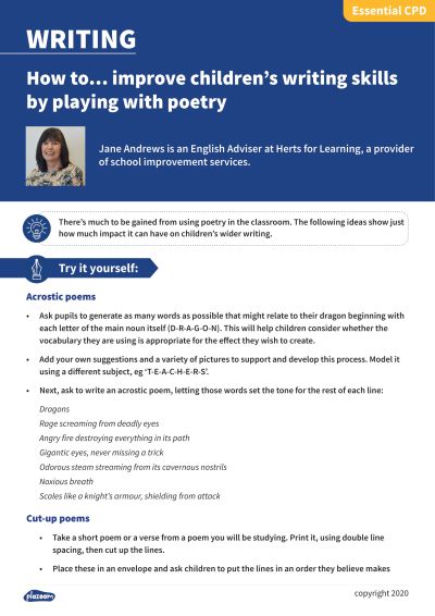 Image for cpd guide - How to... improve children’s writing skills by playing with poetry