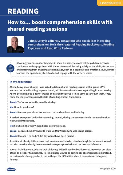 Image for cpd guide - How to... boost comprehension with shared reading sessions