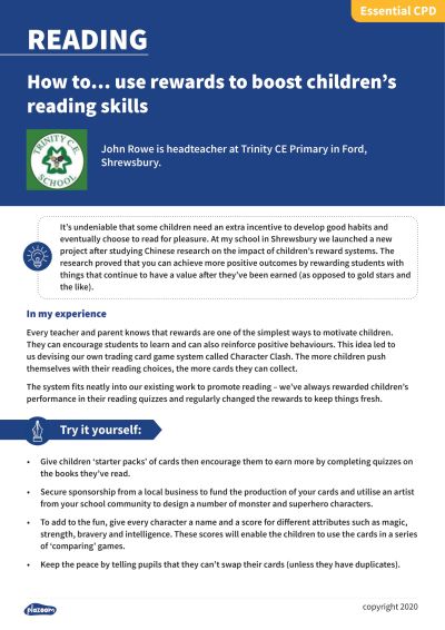 Image for cpd guide - How to... use rewards to boost children’s reading skills