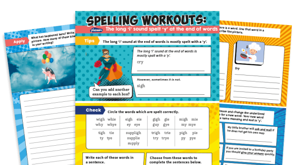 Image of Year 2 Long ‘i’ Sound Spelt ‘y’ at the End of Words Spelling Worksheets – KS1 SPaG Workouts