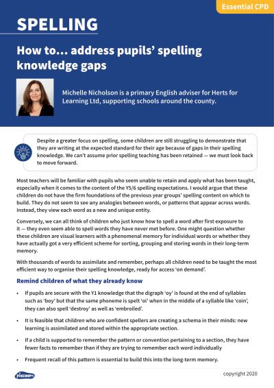 Image for cpd guide - How to... address pupils’ spelling knowledge gaps