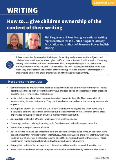 Image for cpd guide - How to... give children ownership of the content of their writing