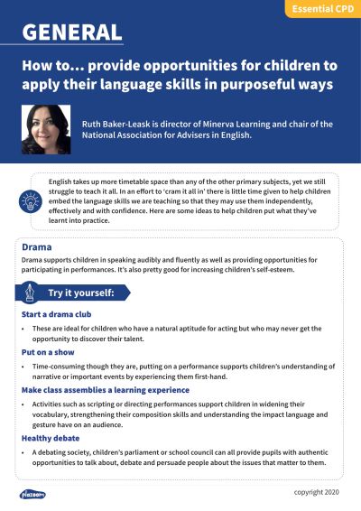 Image for cpd guide - How to... provide opportunities for children to apply their language skills in purposeful ways