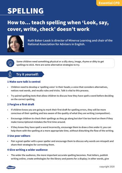 Image for cpd guide - How to... teach spelling when ‘Look, say, cover, write, check’ doesn’t work