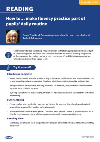 Image for cpd guide - How to... make fluency practice part of pupils’ everyday routine