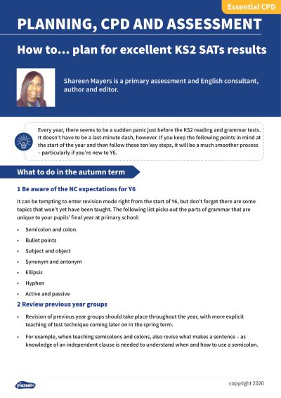 Image for cpd guide - How to... plan for excellent KS2 SATs results