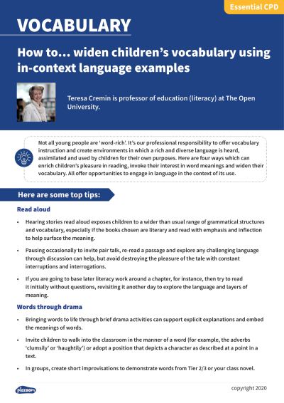 Image for cpd guide - How to... widen children’s vocabulary using in-context language examples