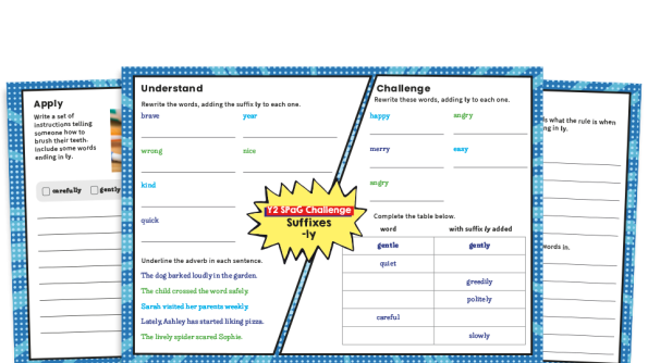 Image of -ly Suffix Year 2 SPaG Worksheets