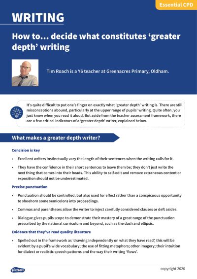 Image for cpd guide - How to... decide what constitutes ‘greater depth’ writing
