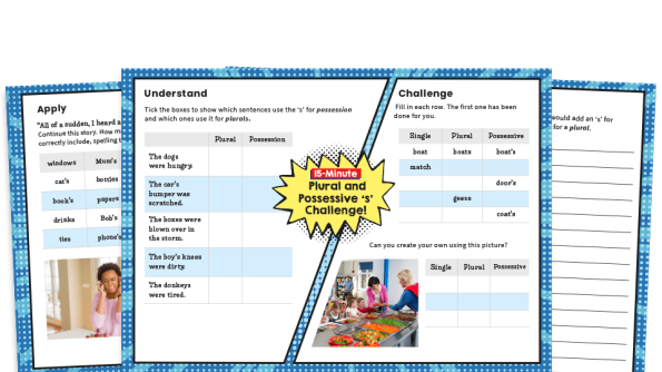 Image of Plural and Possessive ‘s’ Year 4 Apostrophe SPaG Worksheets