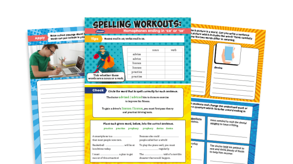 Image of Year 5 and 6 Spelling Words: Homophones Ending in ‘-se’ and ‘-ce’ – KS2 Spelling Workouts Worksheets