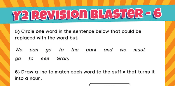 KS1 SATs Papers: SPaG Worksheets – Revision Blaster: Pack 6 of 10 | Plazoom