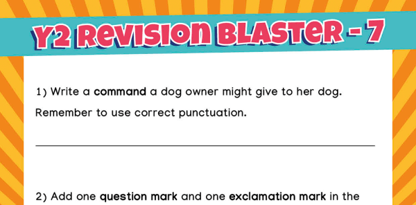 KS1 SATs Papers: SPaG Worksheets – Revision Blaster: Pack 7 of 10 | Plazoom