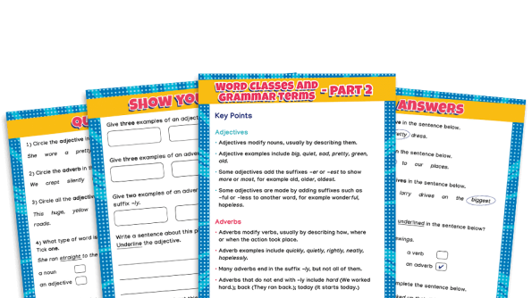 Image of KS1 SATs Grammar Recap – Year 1 and Year 2 Word Classes and Grammar Terms: Part 2