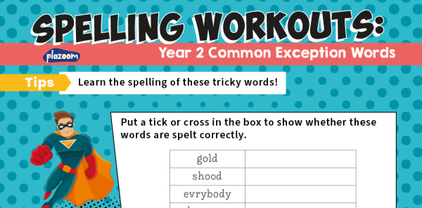 Year 2 Common Exception Words Spelling Worksheets Pack 1 | Plazoom