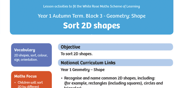 White Rose Maths: Year 1 Autumn Term – Block 3: Sort 2D shapes maths ...