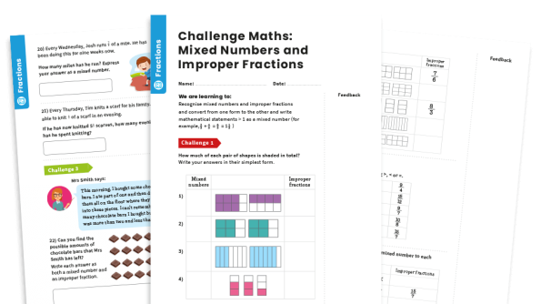 Image of Mixed Numbers and Improper Fractions: Year 5 – Fractions – Maths Challenge
