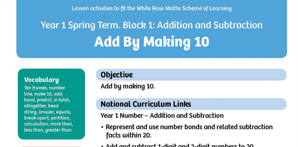 White Rose Maths: Year 1 Spring Term – Block 1: Add by making 10 maths ...