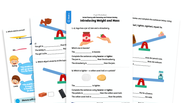 Image of White Rose Maths: Year 1 Spring Term – Block 4: Introduce weight and mass maths worksheets