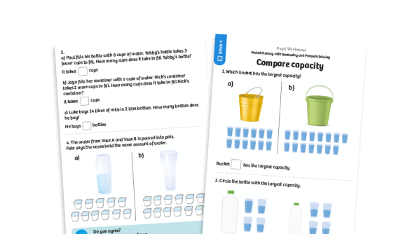 Image of White Rose Maths: Year 1 Spring Term – Block 4: Compare capacity maths worksheets