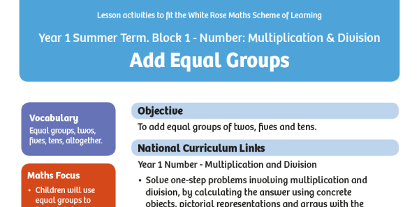 White Rose Maths: Year 1 Summer Term – Block 1: Add equal groups maths ...